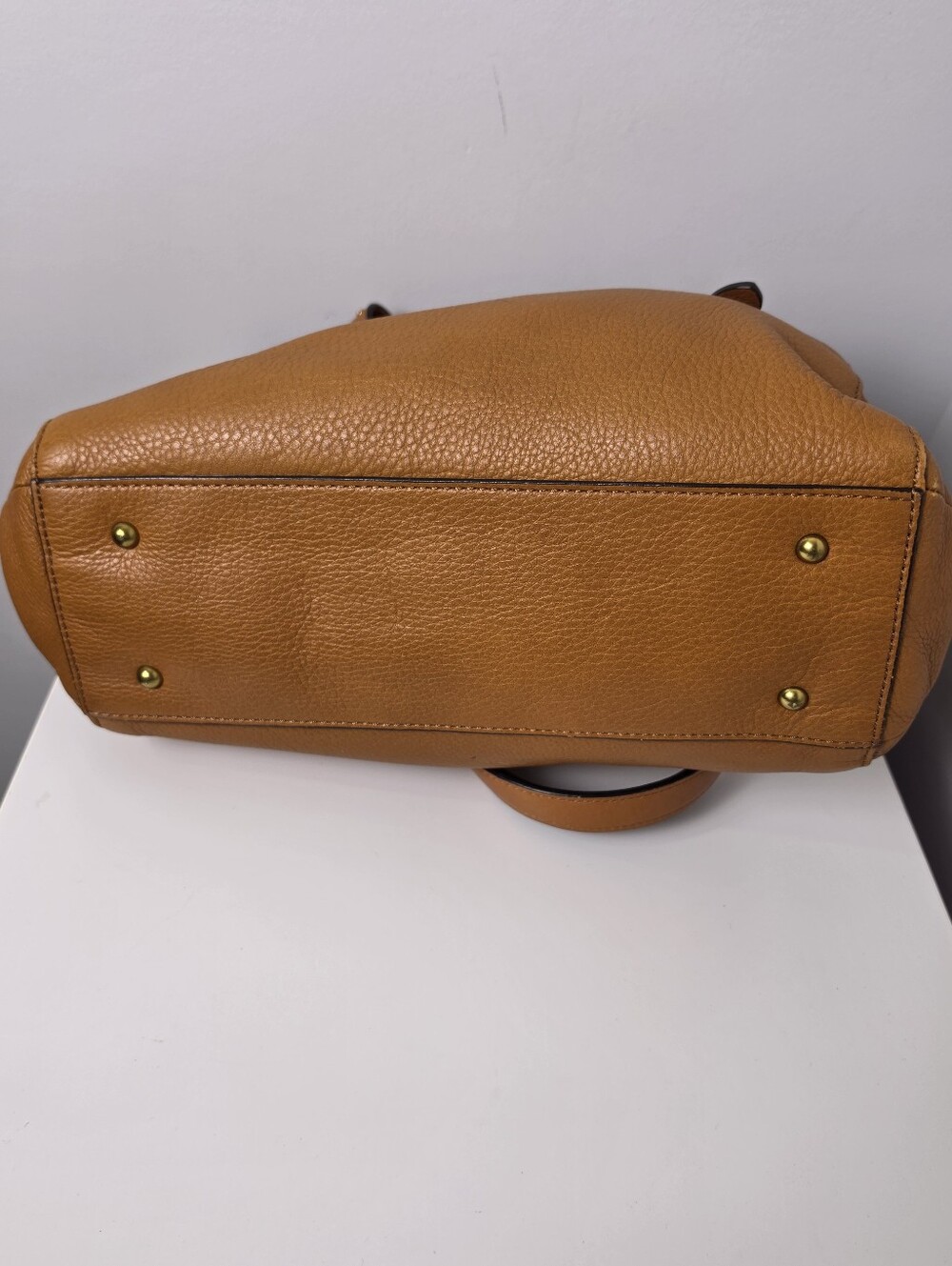 Ralph Lauren Leather Heritage Logo Cognac Tote Satchel Bag - Picture 5 of 16